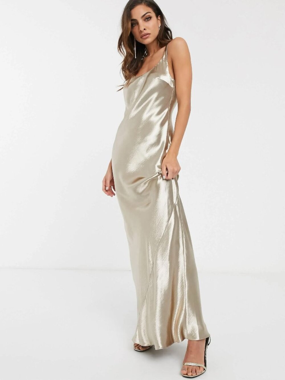 Asos Gold long sleeveless dress Size 12